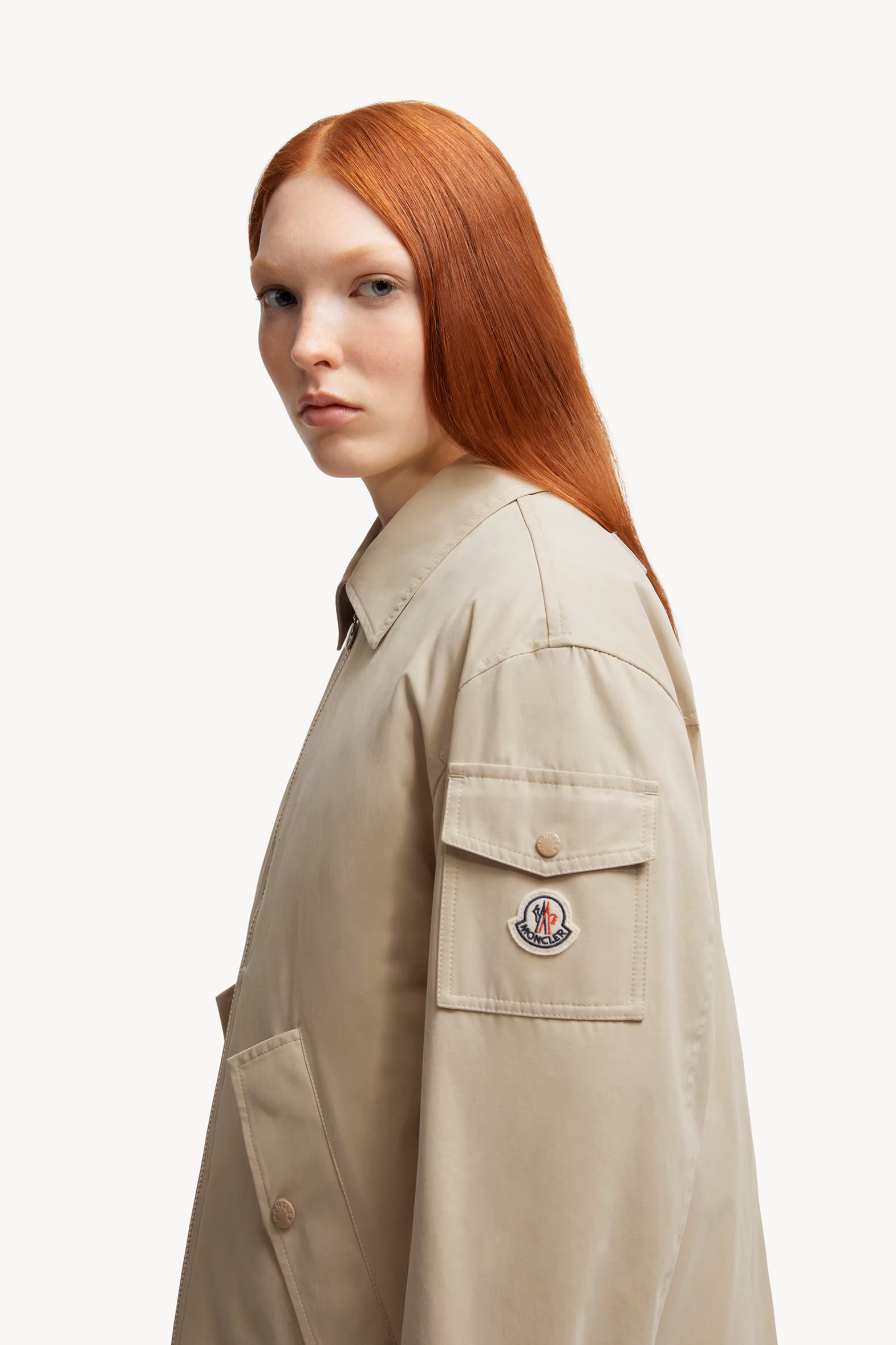 Felci Padded Shirt Jacket Women Grey Beige Moncler 4